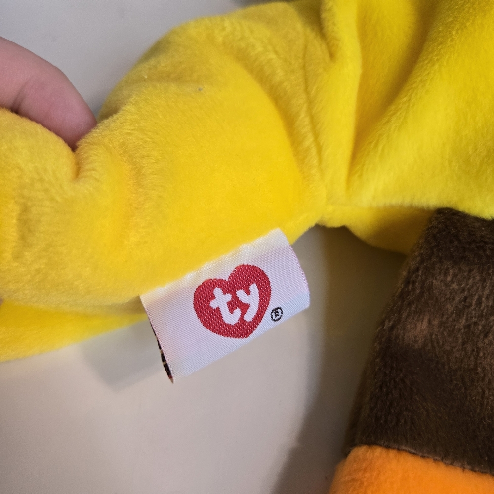 Ty Pillow Pal 1998 Vintage Rusty The Raccoon 16" Yellow Plush Stuffed Animal - Picture 5 of 6